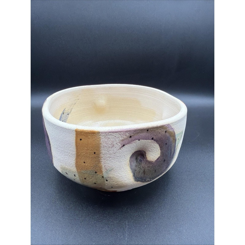 Handmade Artist Studio Pottery Colorful Bowl Unique Signed 6x3 1/2 In